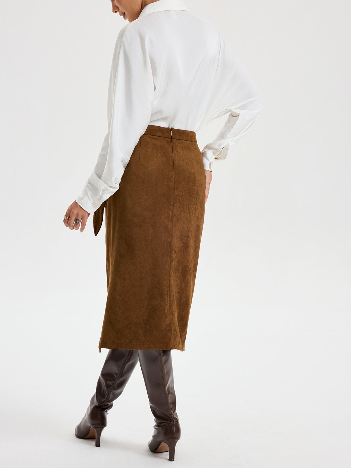 Suede Society Tie-Knot Midi Skirt