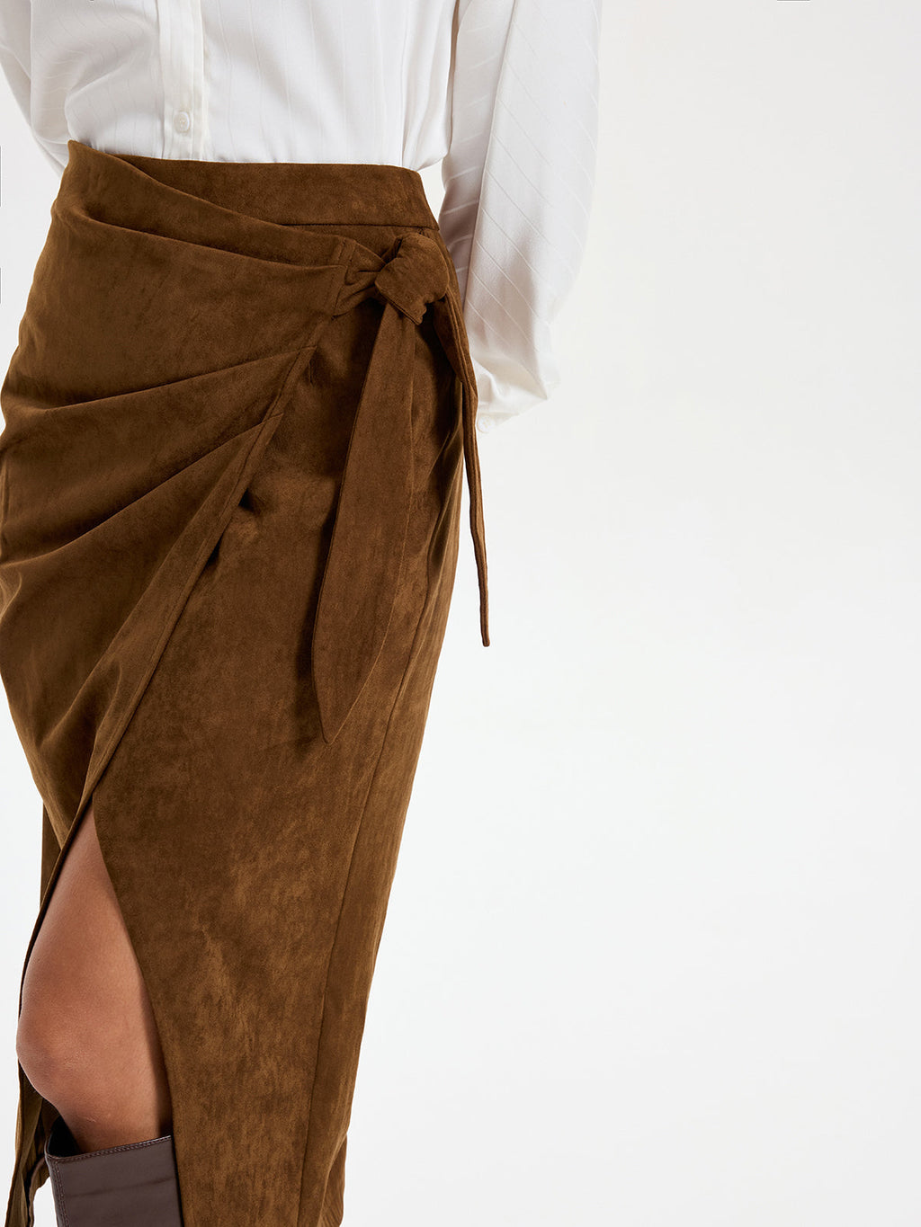 Suede Society Tie-Knot Midi Skirt