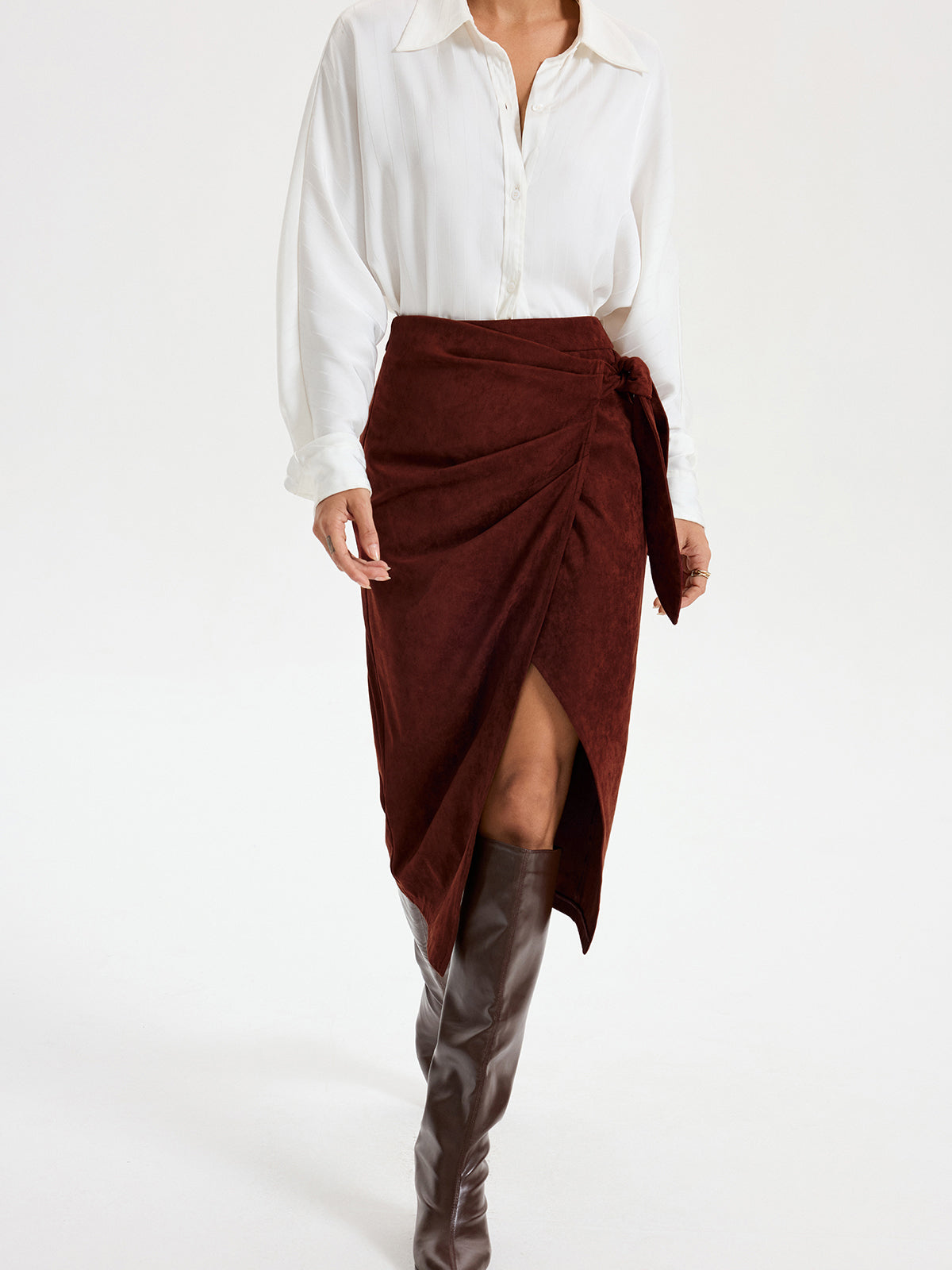 Suede Society Tie-Knot Midi Skirt