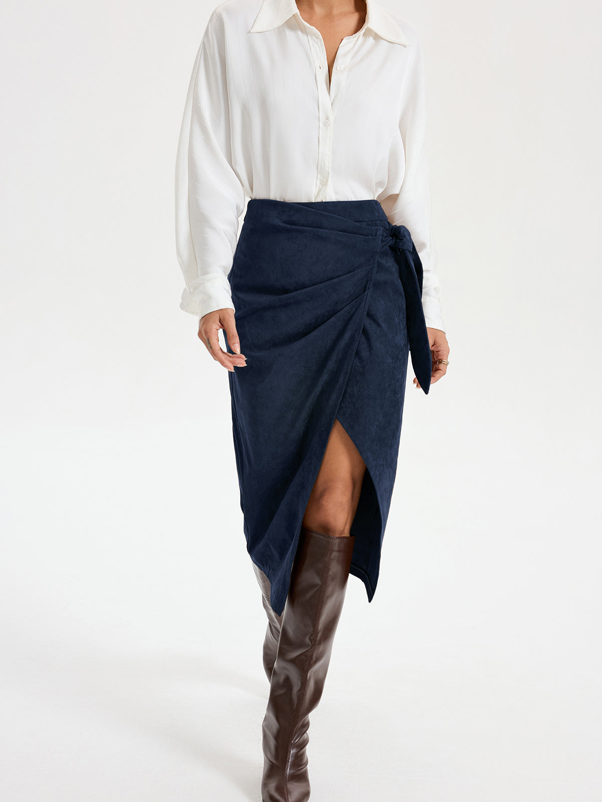 Suede Society Tie-Knot Midi Skirt