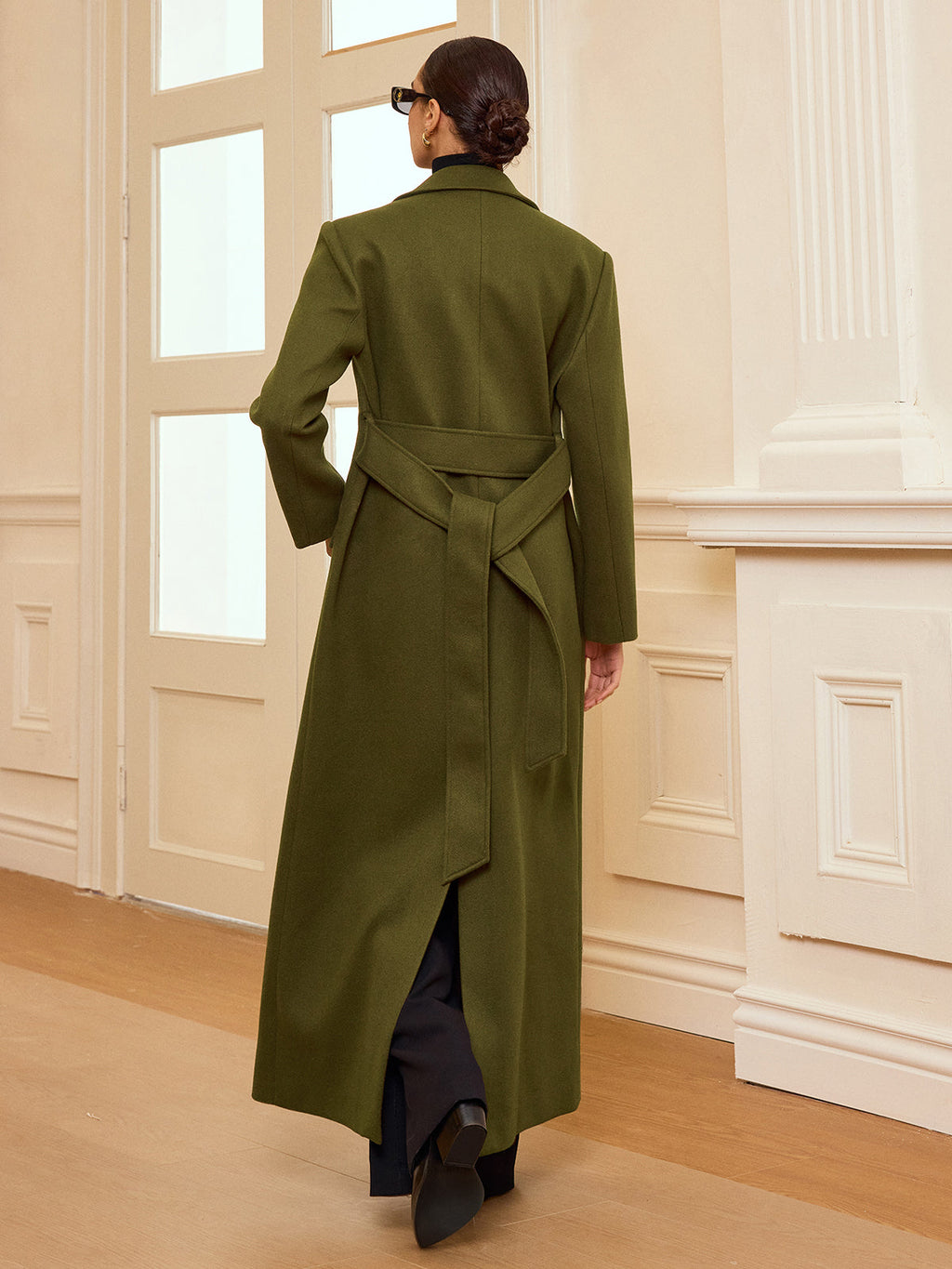 York Classic Belted Double-Breasted Long Coat