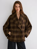 Countryside Gingham Wool-Blend Loose Coat