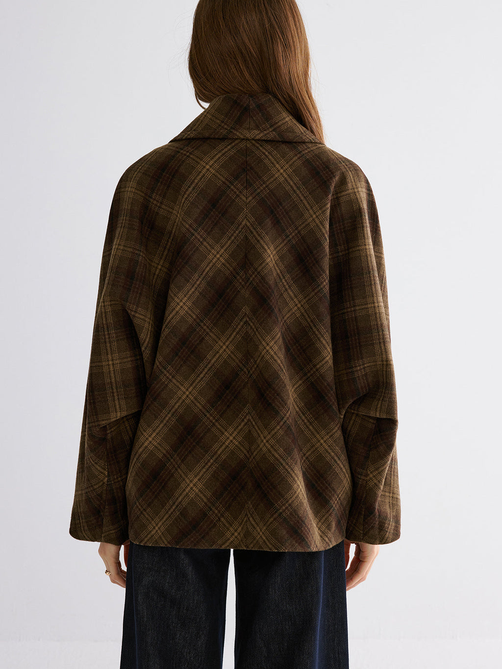 Countryside Gingham Wool-Blend Loose Coat