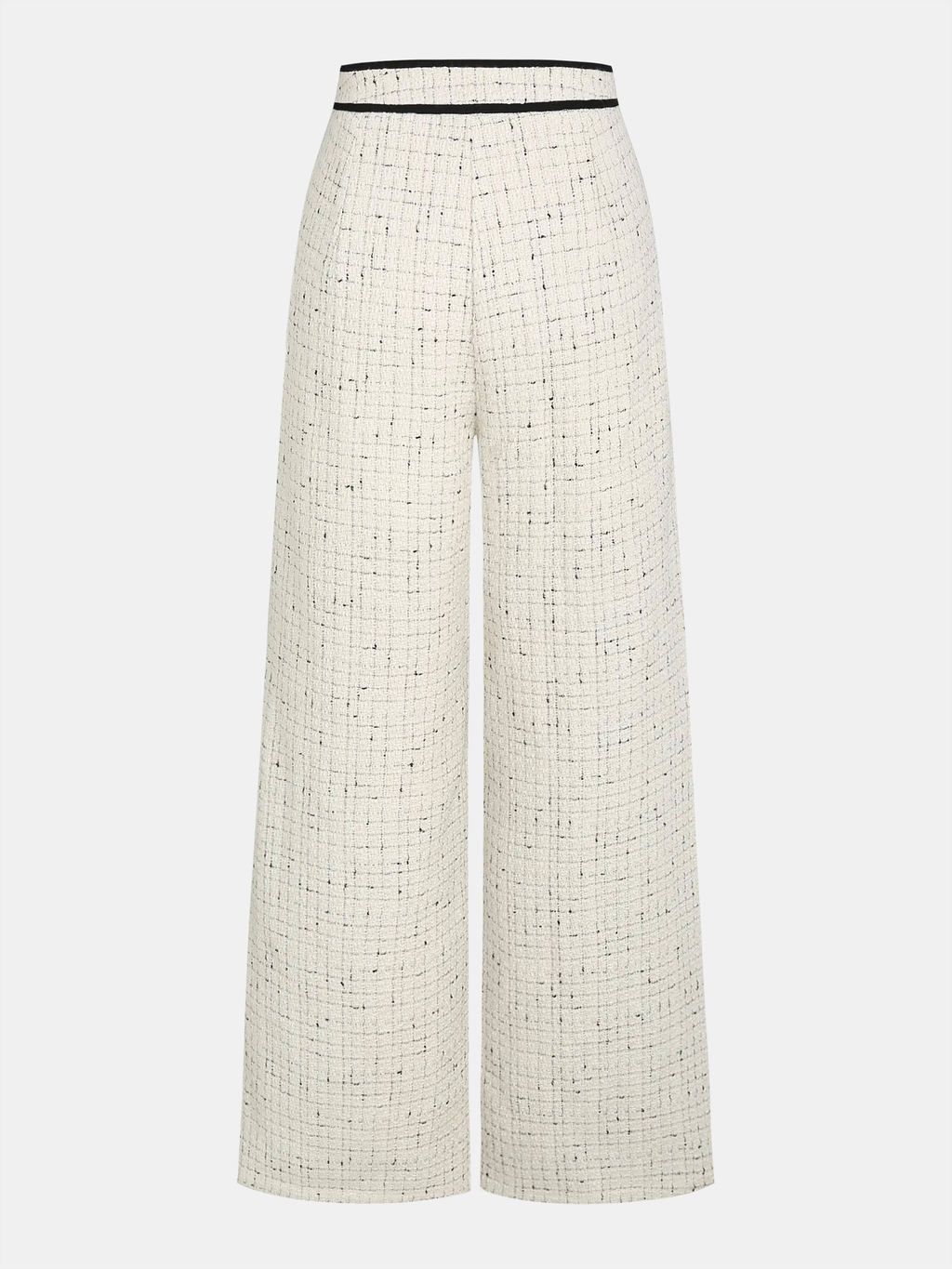 Tweed Theory Contrast Waistband Wide-Leg Pants