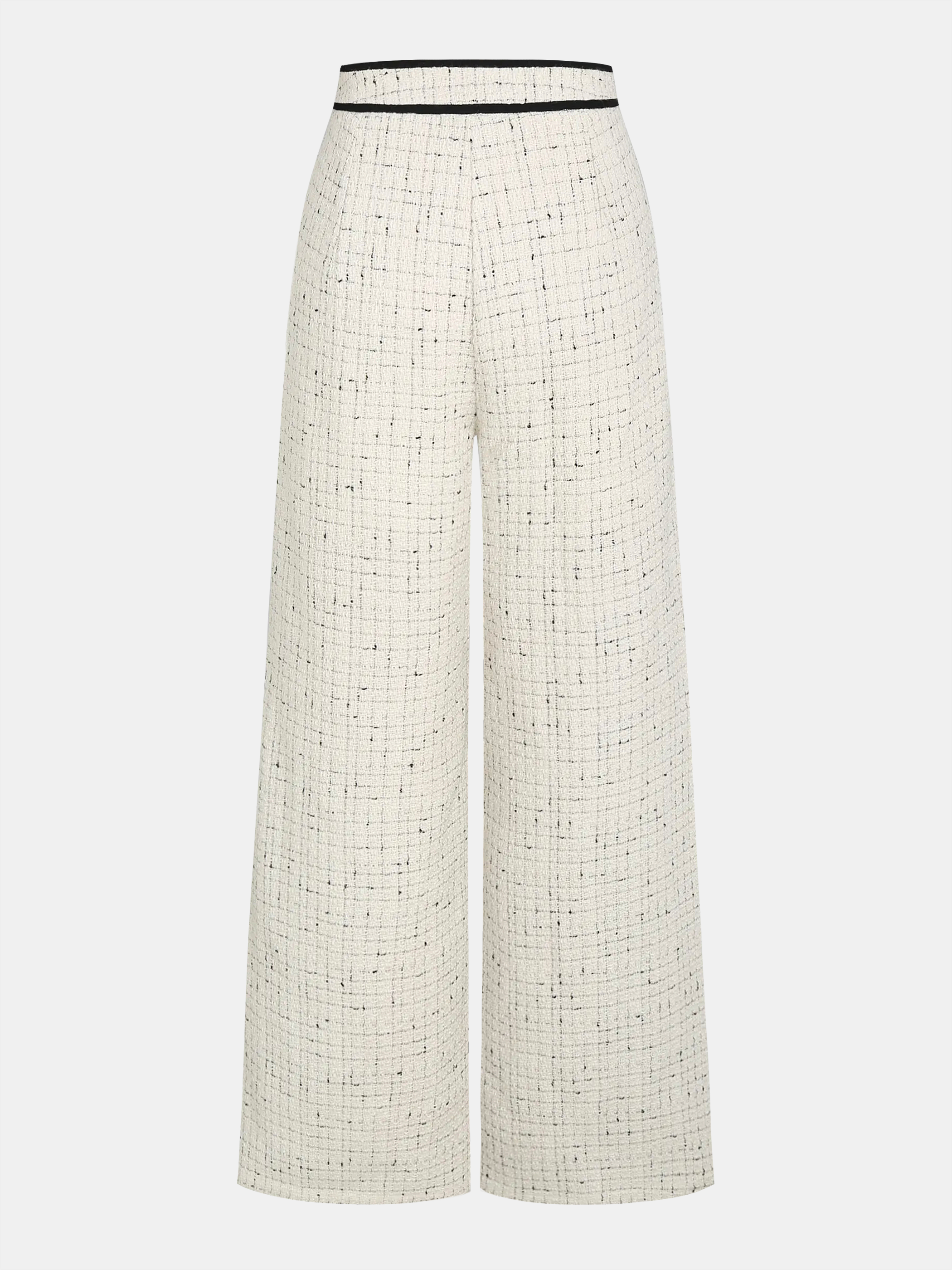 Tweed Theory Contrast Waistband Wide-Leg Pants