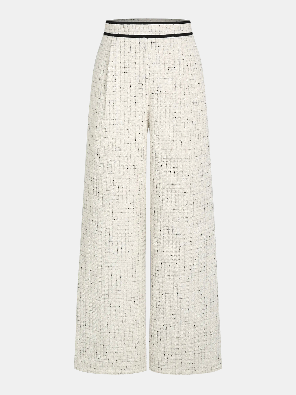 Tweed Theory Contrast Waistband Wide-Leg Pants