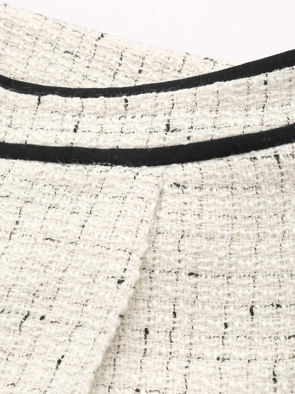 Tweed Theory Contrast Waistband Wide-Leg Pants