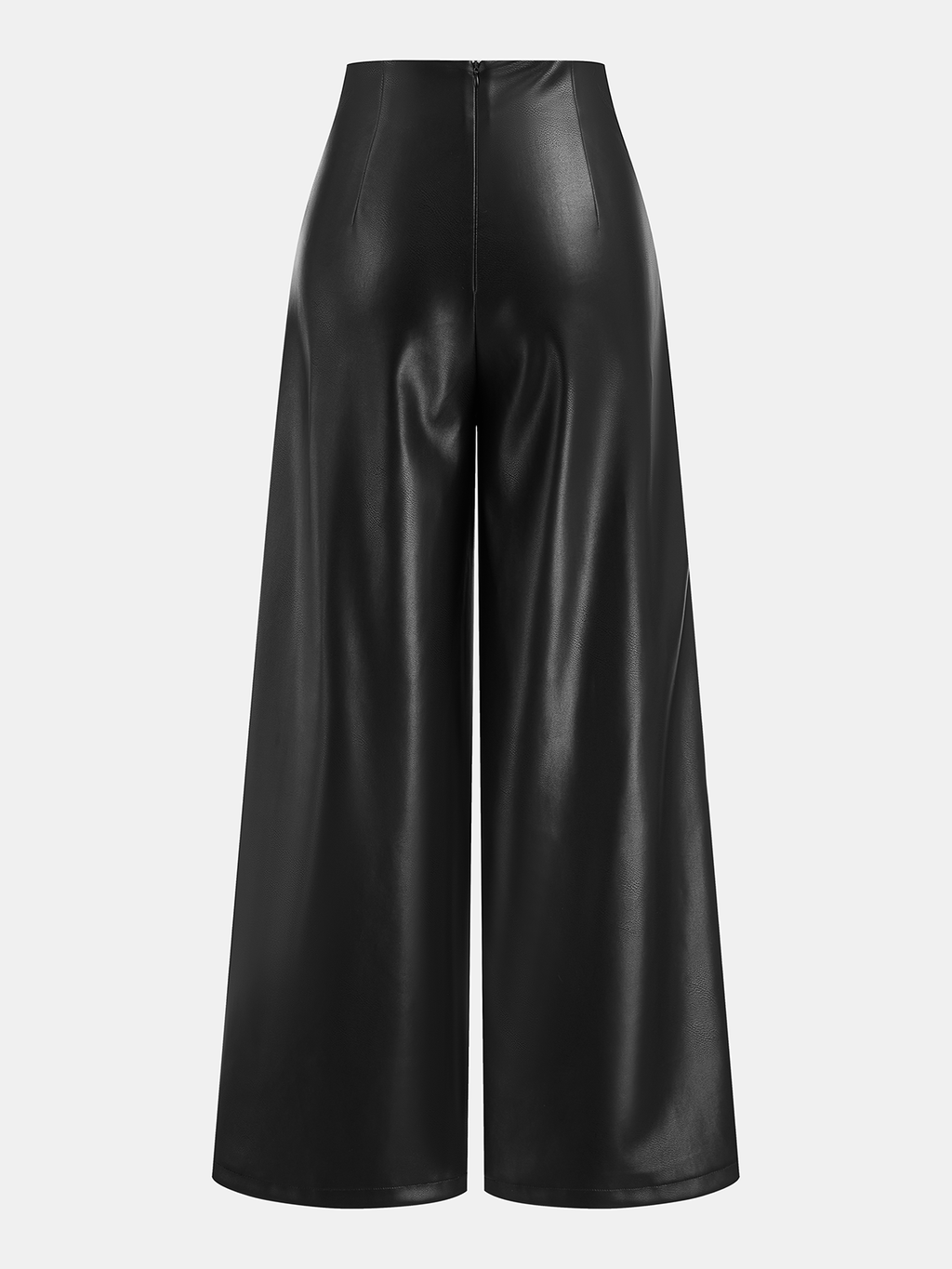 Dark Horse Cross-Waistband Leather Wide-Leg Pants