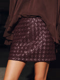 The Weave Faux Leather Woven Mini Skirt