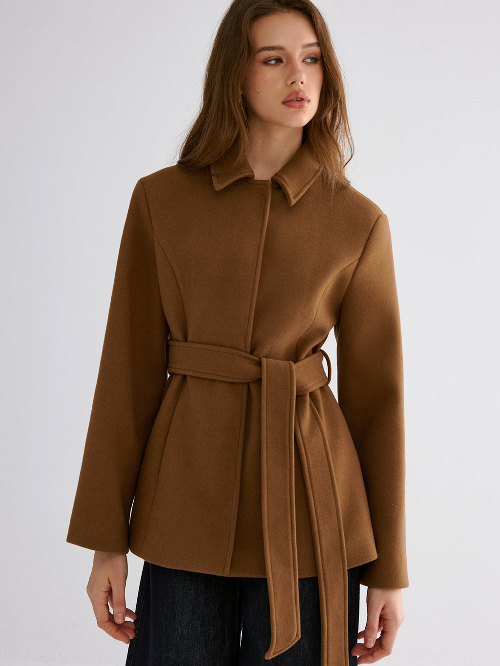 Atelier Smooth Wool Blend Belted Jacket