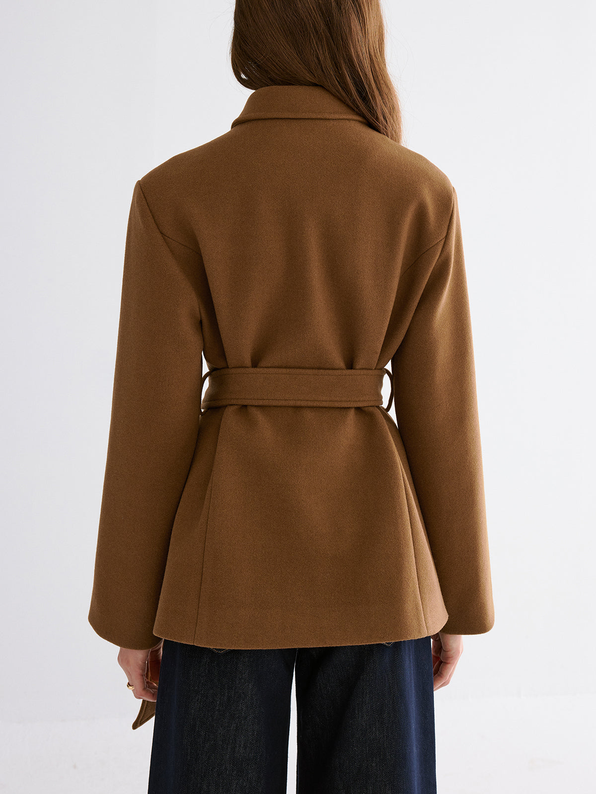 Atelier Smooth Wool Blend Belted Jacket