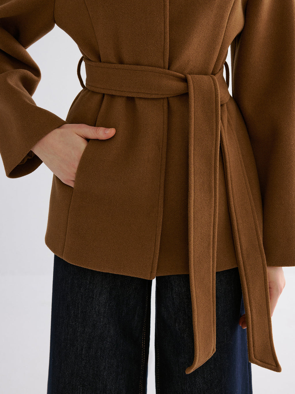 Atelier Smooth Wool Blend Belted Jacket