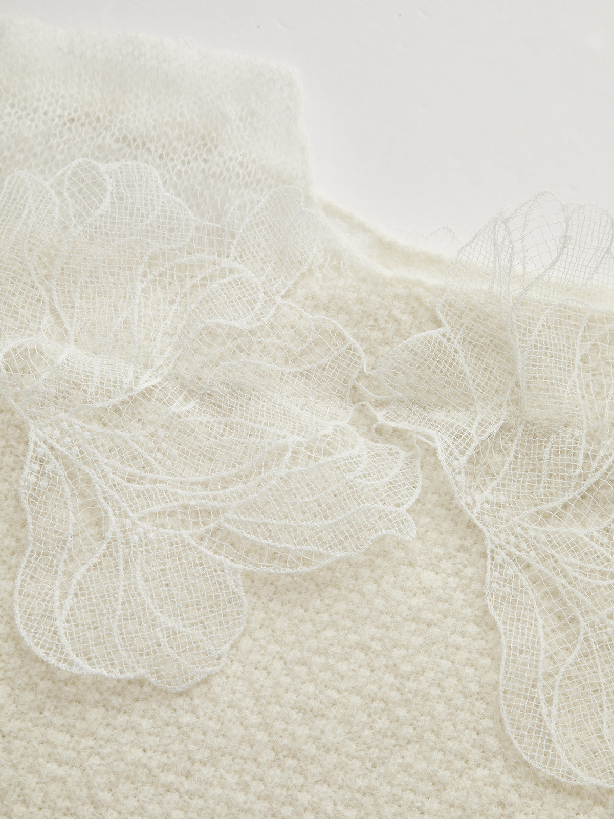 Lace Bloom Floral Semi-Sheer Round Neck Sweater