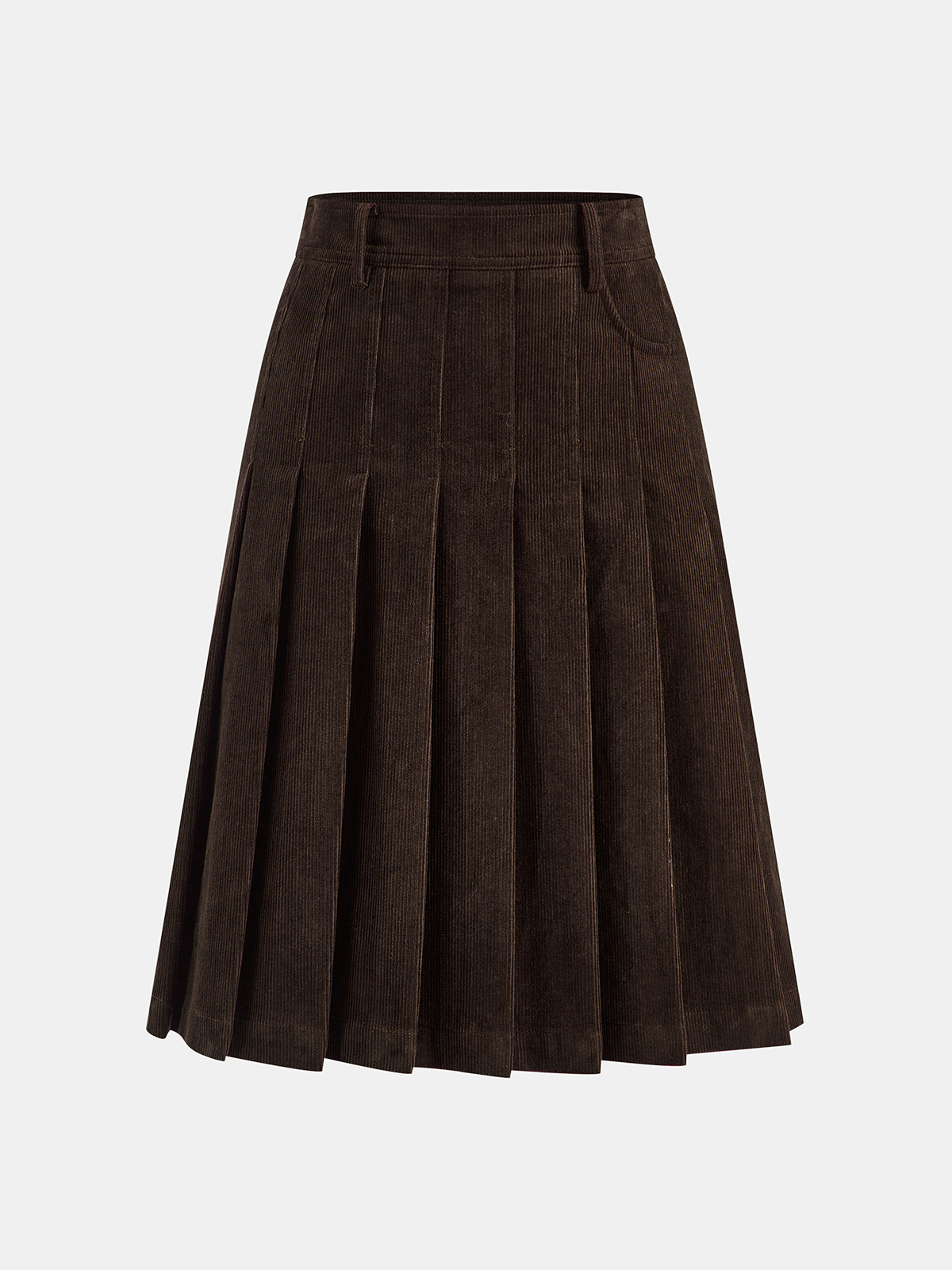 Harvest Pleated Corduroy Midi Skirt