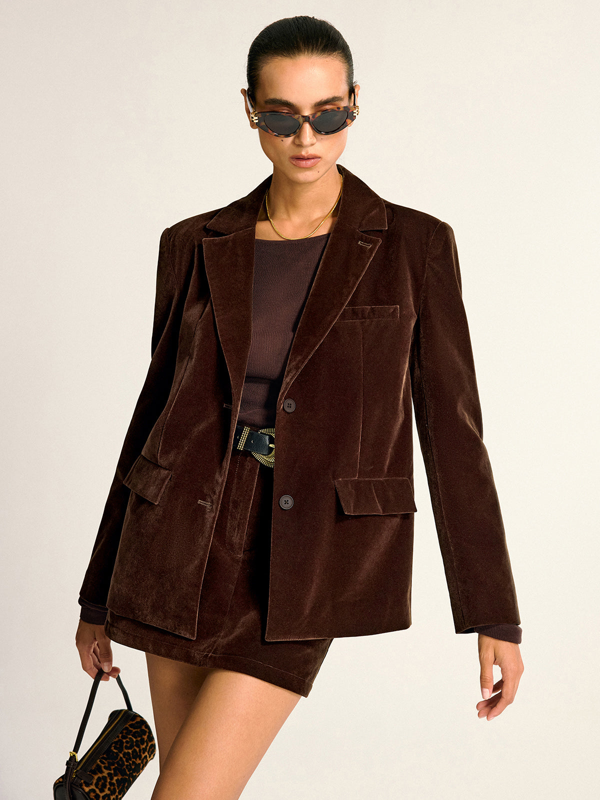 Velour Shawl Collar Velvet Blazer