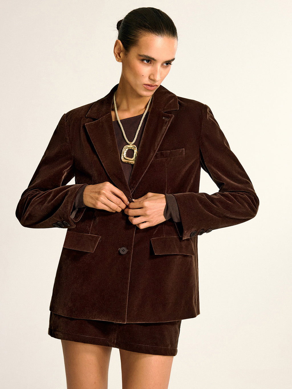 Velour Shawl Collar Velvet Blazer