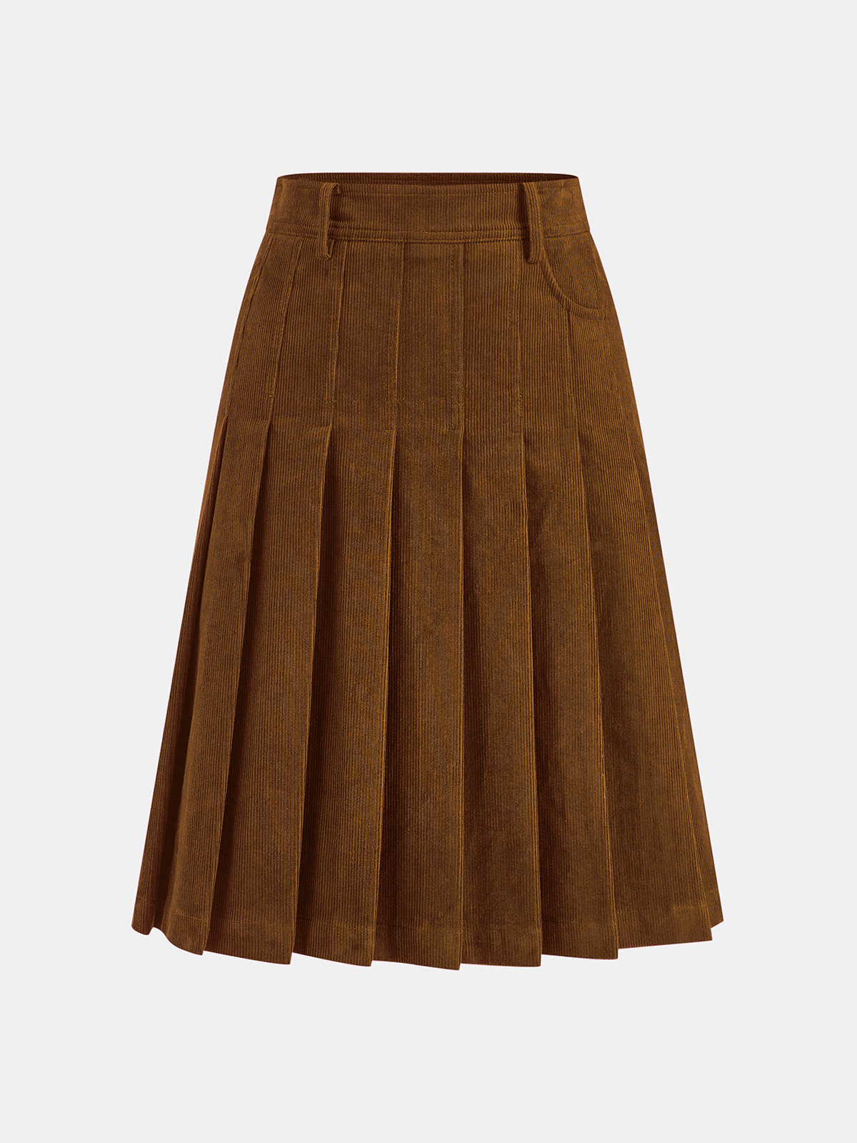 Harvest Pleated Corduroy Midi Skirt