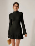 Pleated Edge Sleek Mini Dress