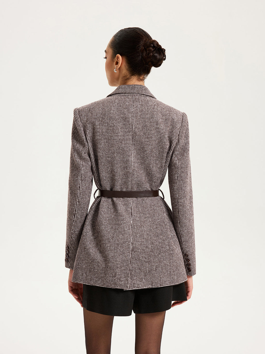 Chambers Belted Houndstooth Blazer