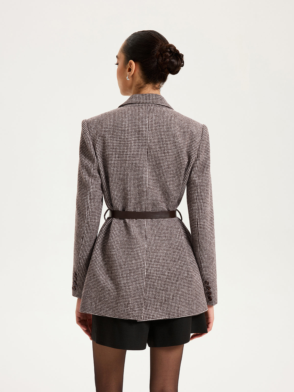 Chambers Belted Houndstooth Blazer