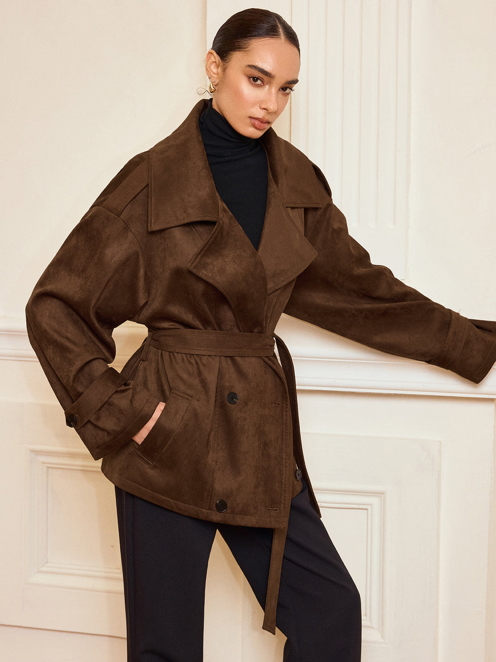 Regent Suede Belted Trench Coat