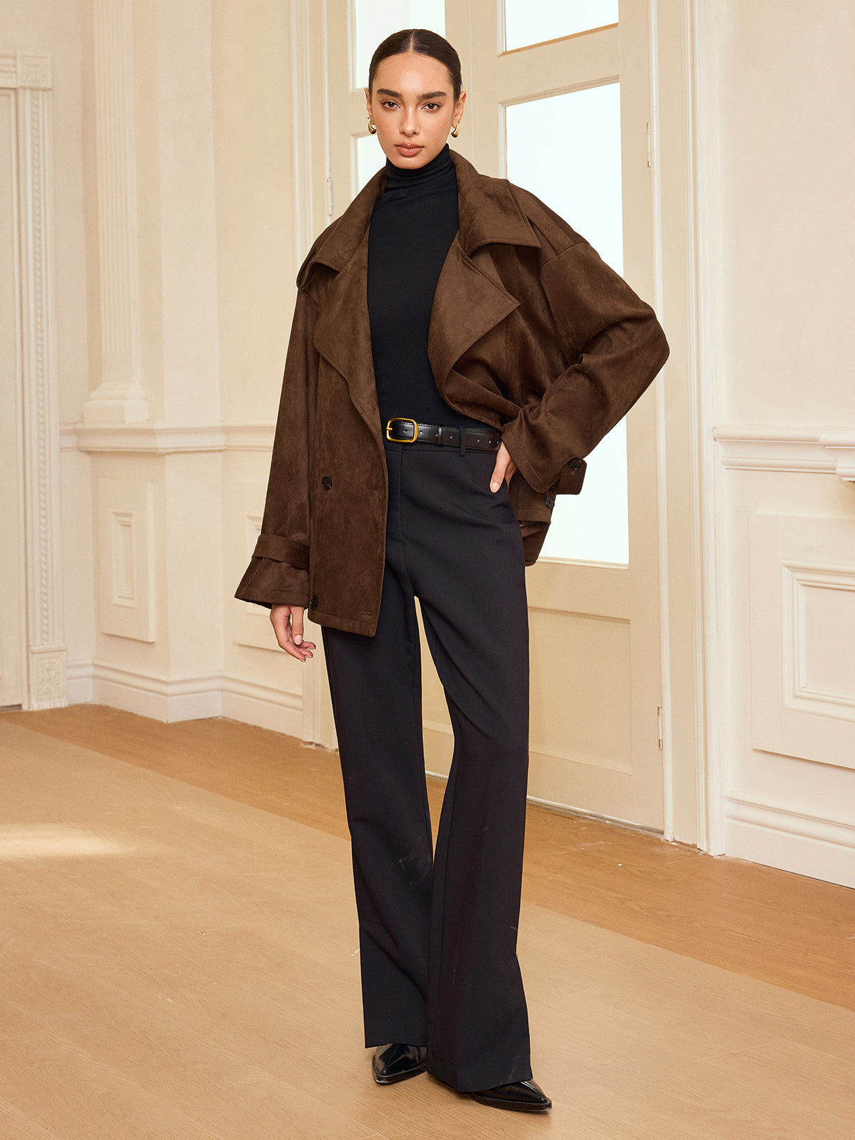 Regent Suede Belted Trench Coat