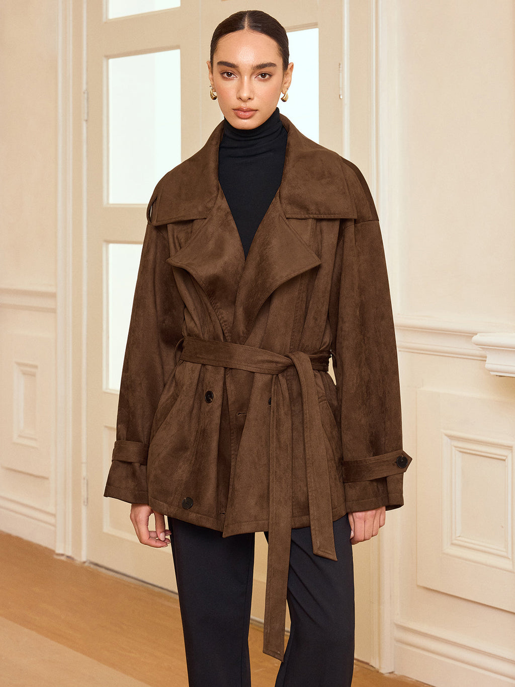 Regent Suede Belted Trench Coat