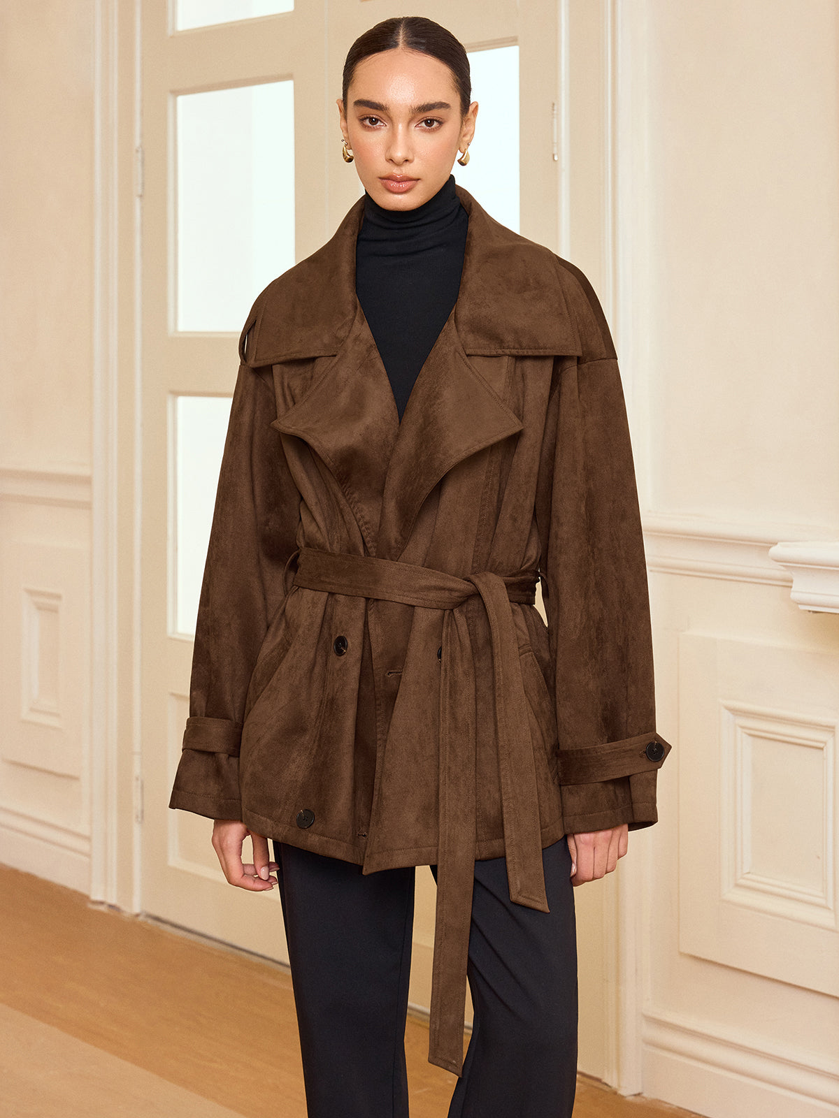 Regent Suede Belted Trench Coat
