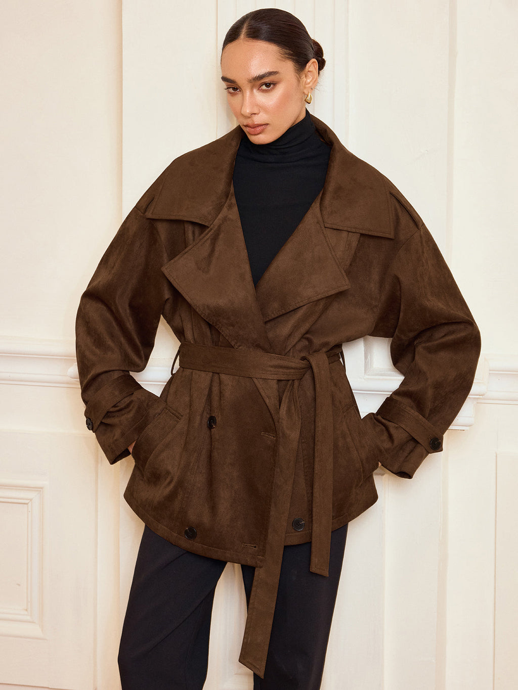 Regent Suede Belted Trench Coat