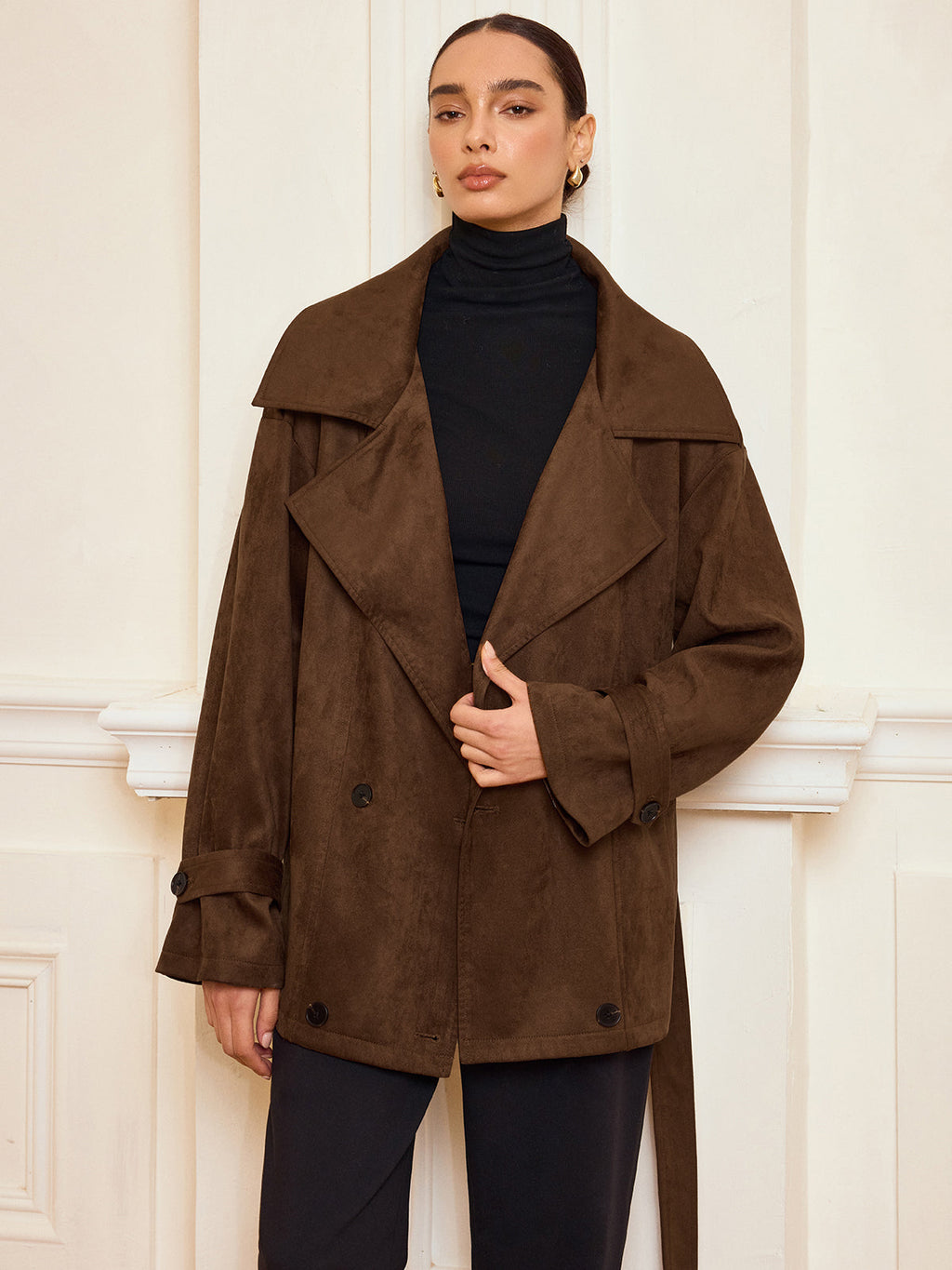 Regent Suede Belted Trench Coat