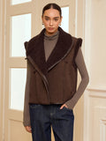Chic Collared Zip-Up Shearling Vest