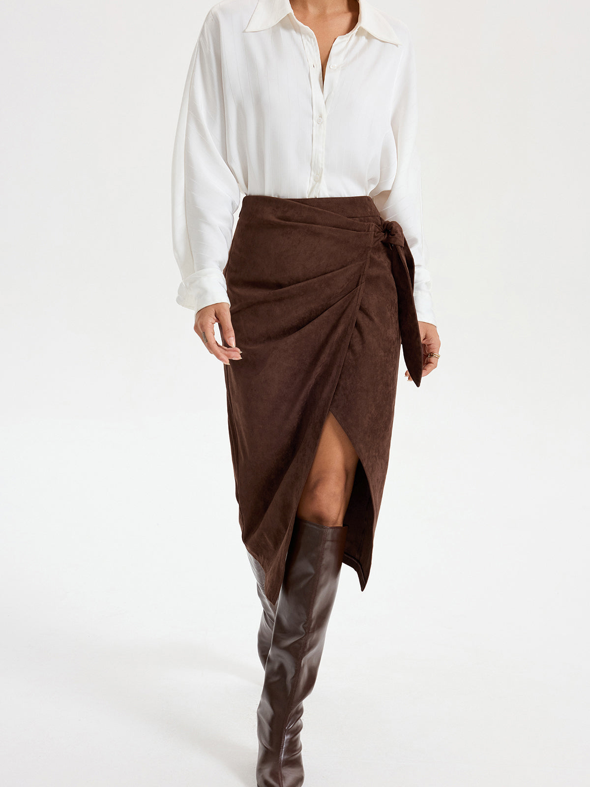 Suede Society Tie-Knot Midi Skirt