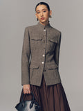 Exquisite Stand Collar Multi-Pocket Jacket