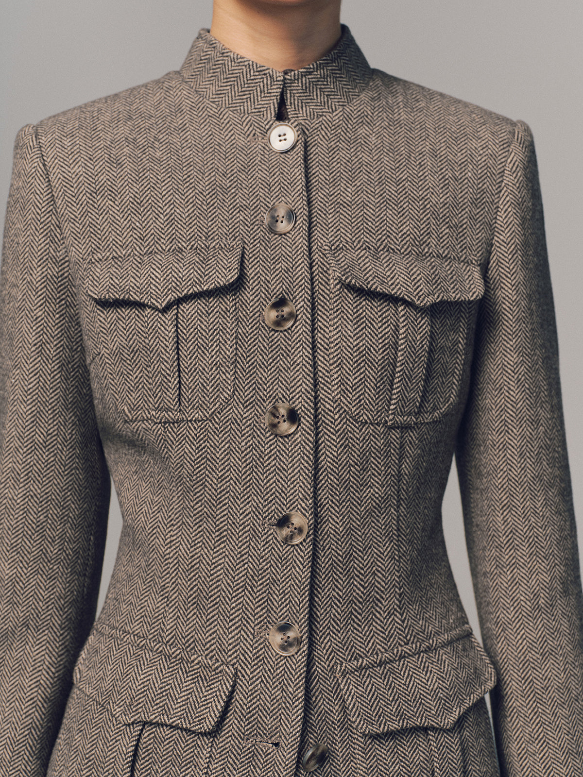 Exquisite Stand Collar Multi-Pocket Jacket