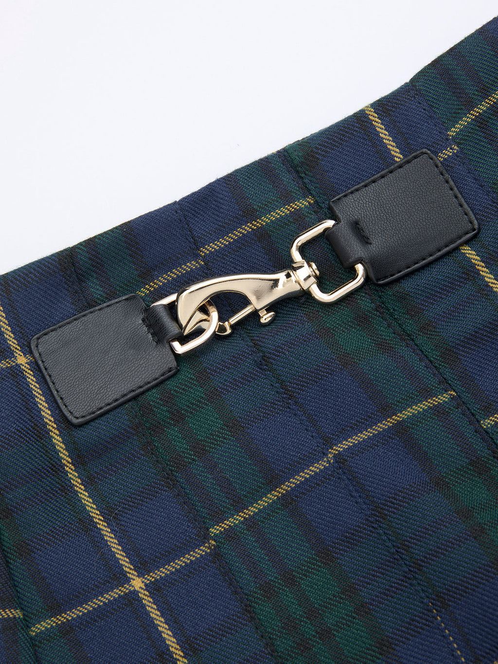 Plaid Society Buckle-Waist Pleated Maxi Skirt