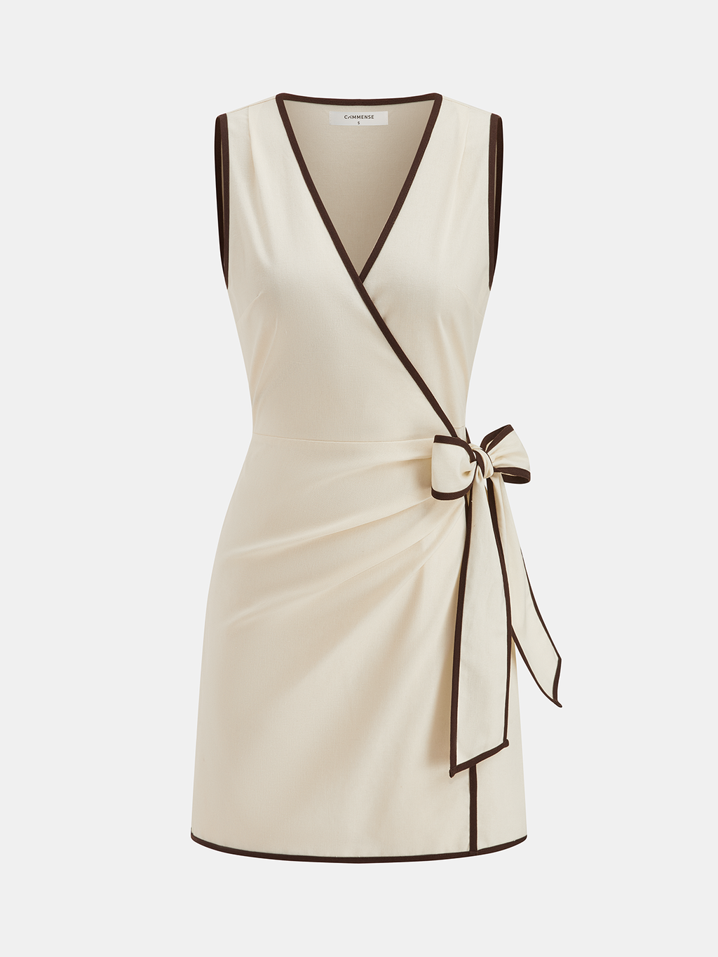 Wrapped In Style Linen-Blend Contrast Wrap Dress