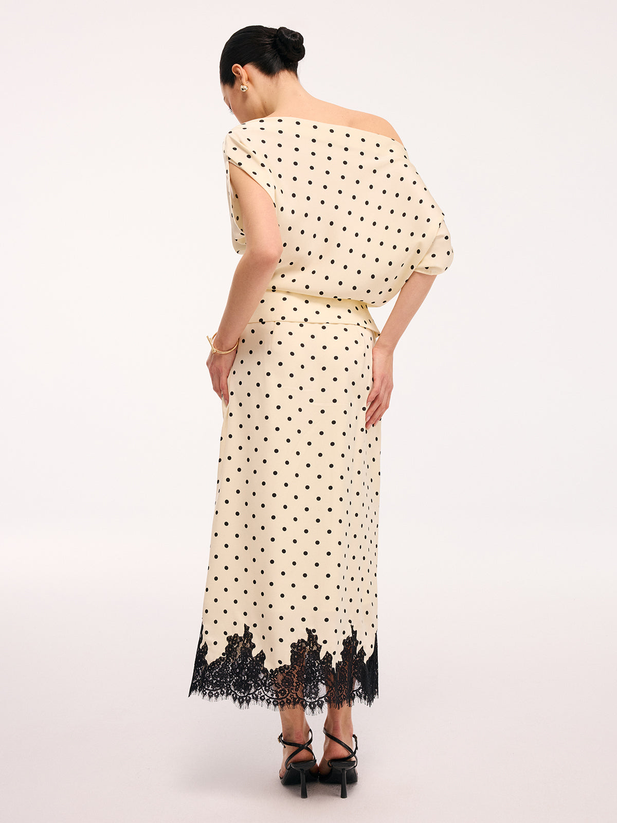 Trendy Polka Dot Top & Midi Skirt Set