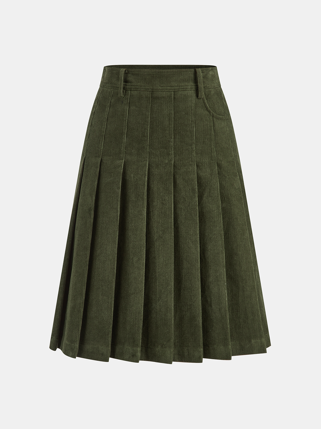 Harvest Pleated Corduroy Midi Skirt