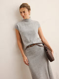 Minimal Mock Neck Knit Top & Midi Skirt Set