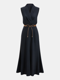 Draped Luxe Belted Wrap Maxi Dress