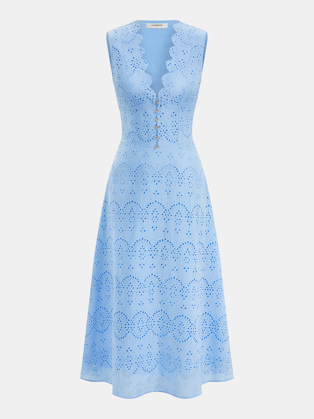 Daisy Deep V-Neck Sleeveless Embroidered Eyelet Dress