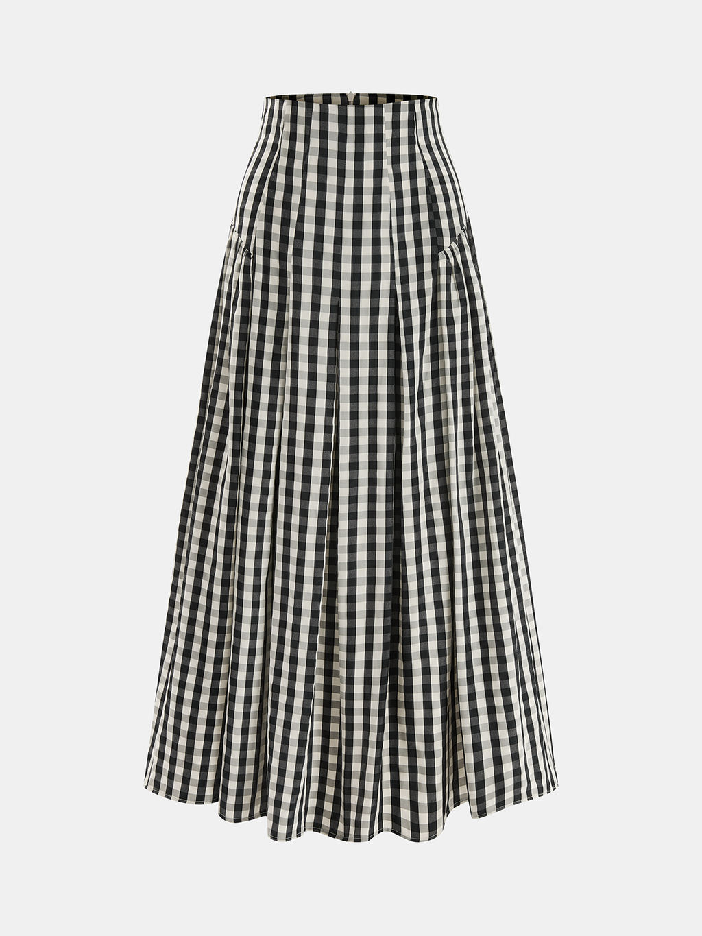 Prenti Gingham High-Waisted Pleated Midi Skirt