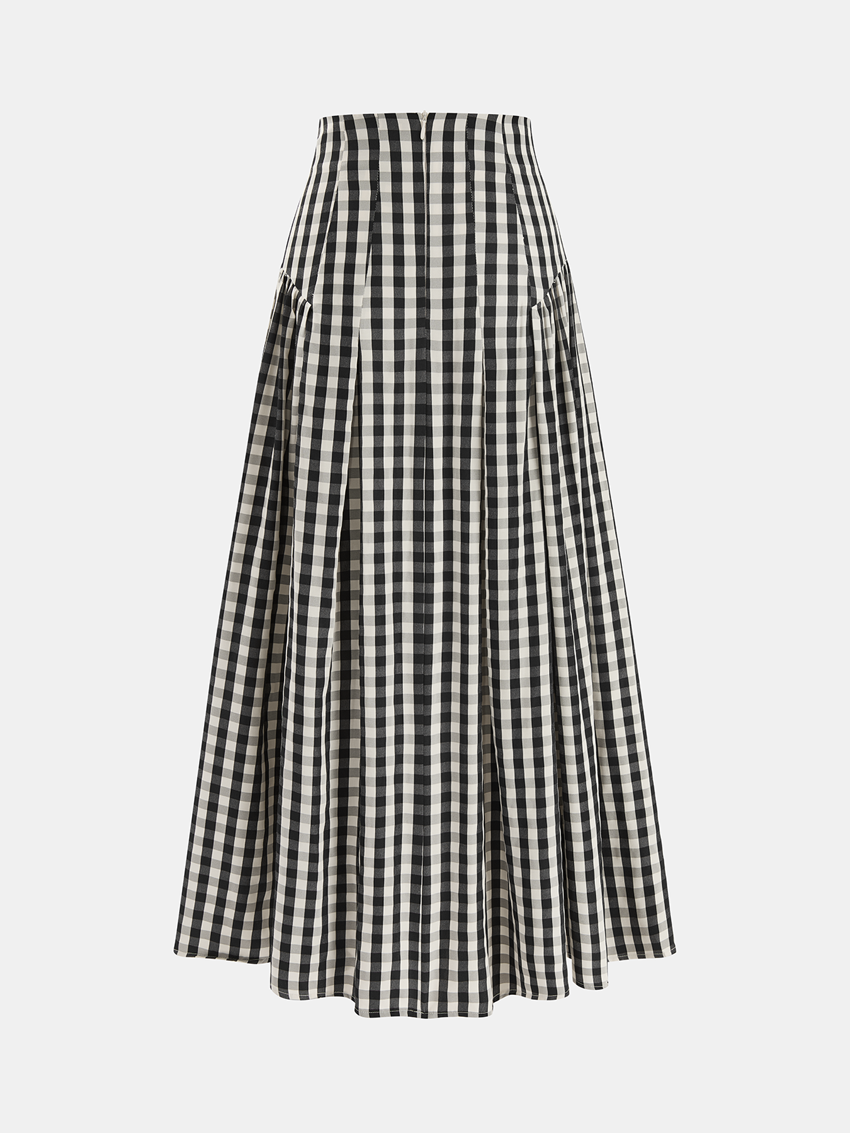 Prenti Gingham High-Waisted Pleated Midi Skirt