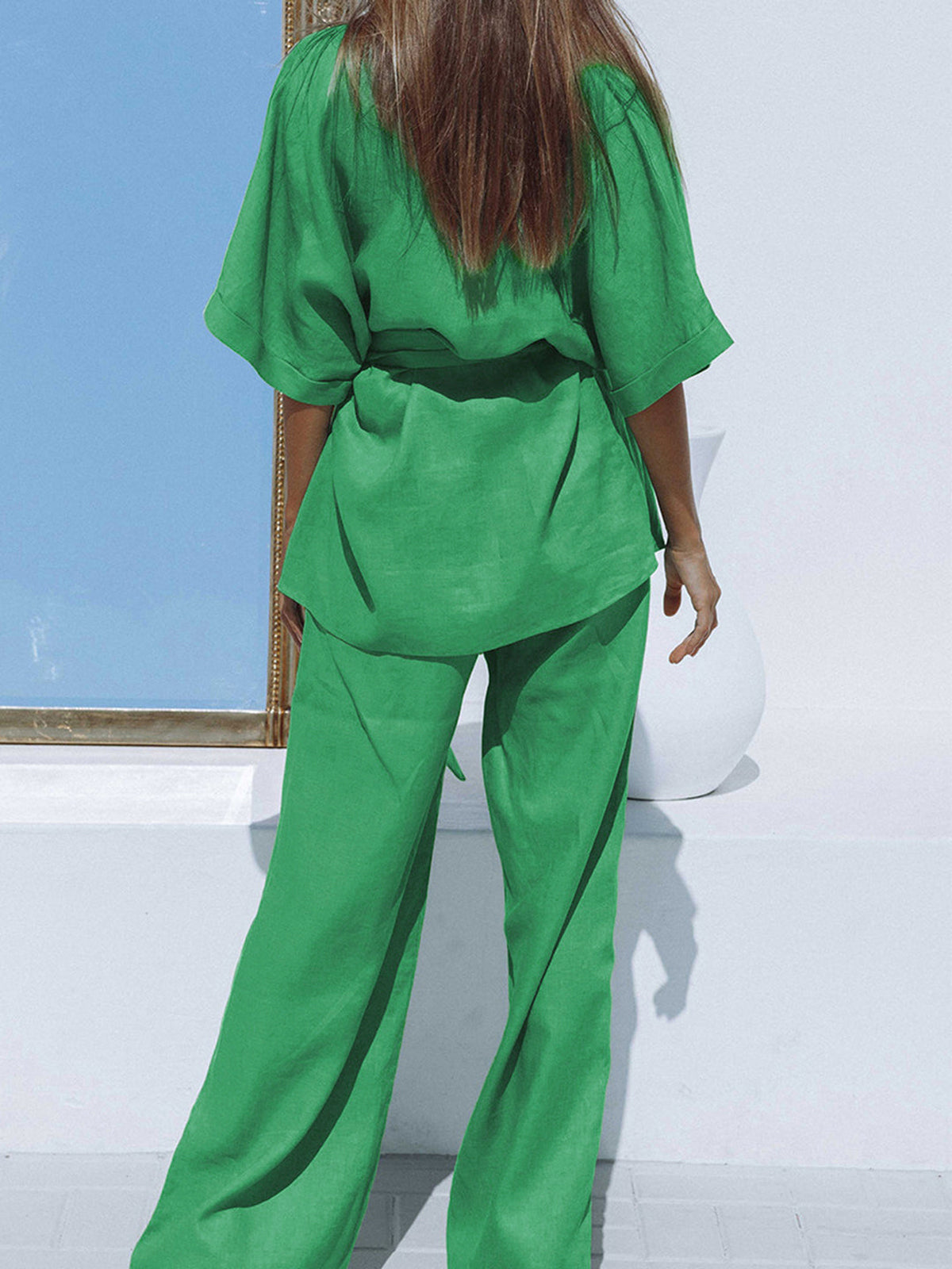 Lauren Oversized Tied Two-Piece Pants Set