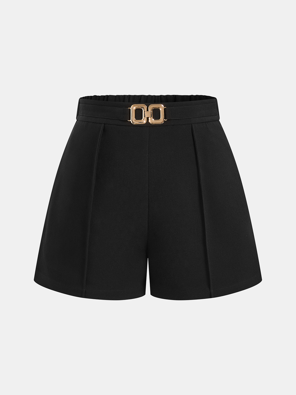 Buckle Up Mid-Waist Metal A-Line Shorts