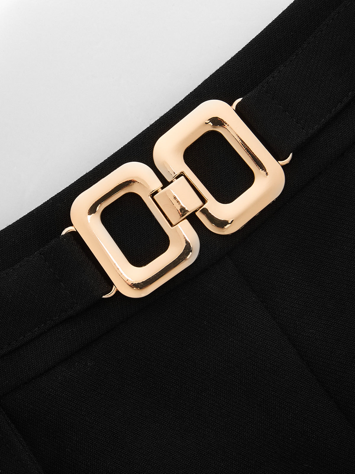 Buckle Up Mid-Waist Metal A-Line Shorts