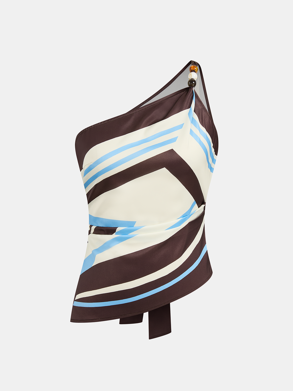 Obsidian One-Shoulder Satin Print Set