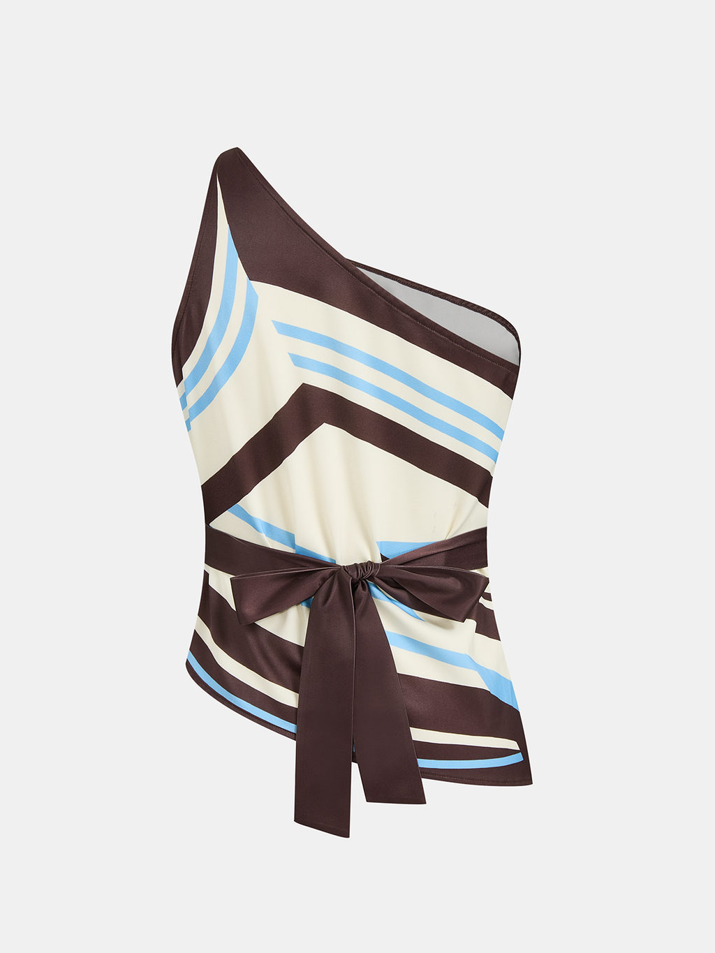 Obsidian One-Shoulder Satin Print Set