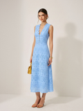 Daisy Deep V-Neck Sleeveless Embroidered Eyelet Dress
