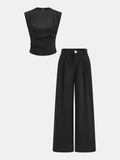 Sculpted Sleeveless Top & Pleated Pants Set